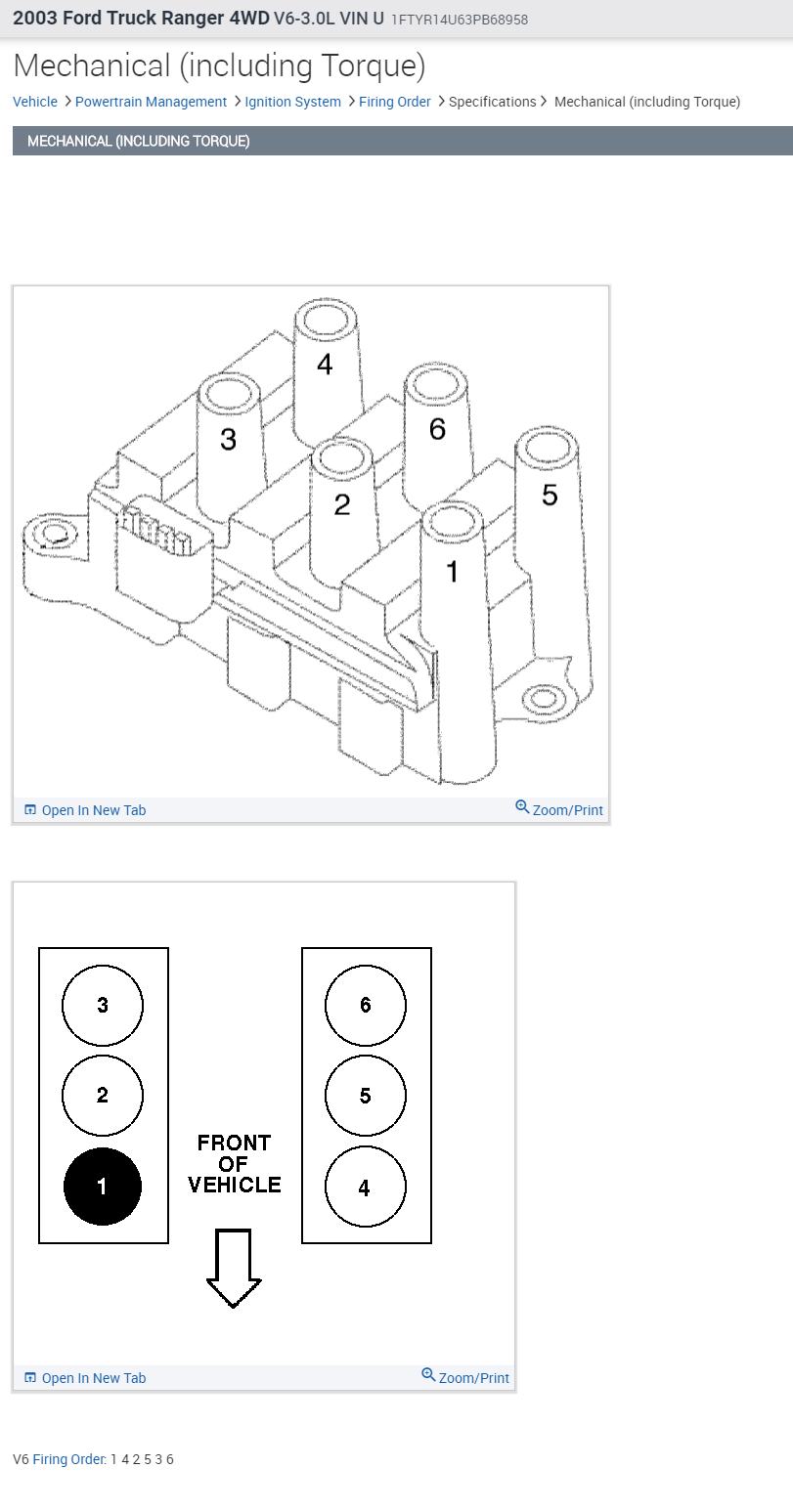 2001 Ford Ranger 3.0 Vin U Firing Order | Wiring and Printable